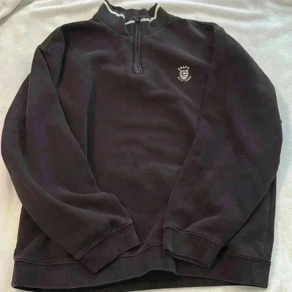 Chaps Ralph Lauren Quarter Zip Sweatshirt Black Large Vintage Y2K Preppy Classic - Picture 6 of 13